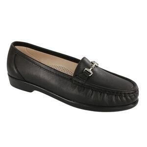 SAS Metro Slip On Loafers Smooth Black Leather Size 7.5 Double Wide NIB Slip-On